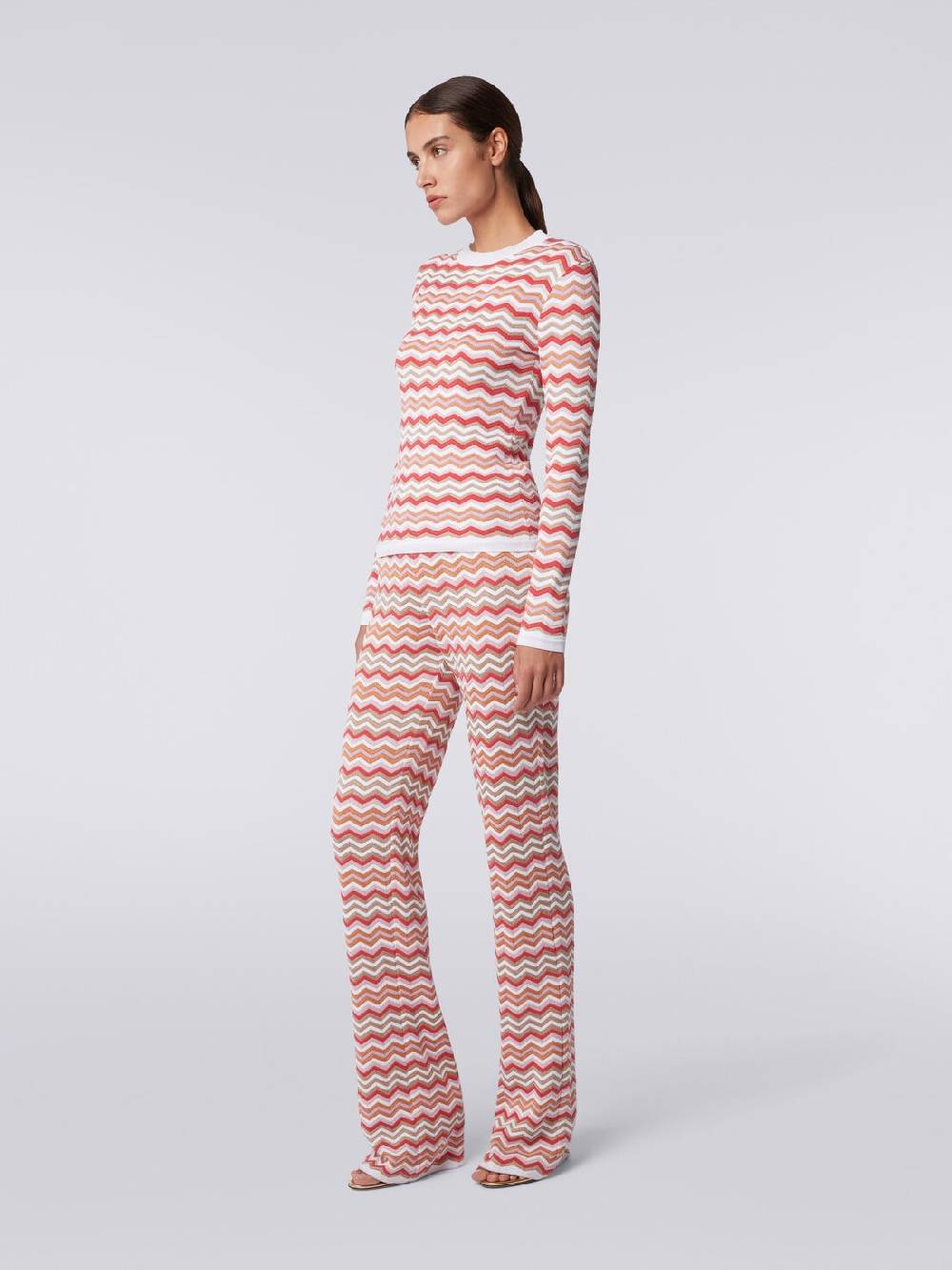 M Missoni Pullover girocollo in cotone e viscosa zig zag Saldi Di Fabbrica
