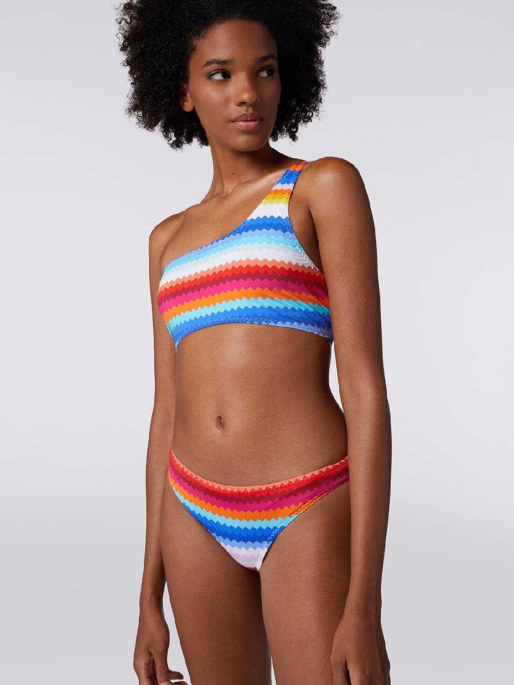 M Missoni Bikini monospalla in nylon stretch stampa zig zag Negozio