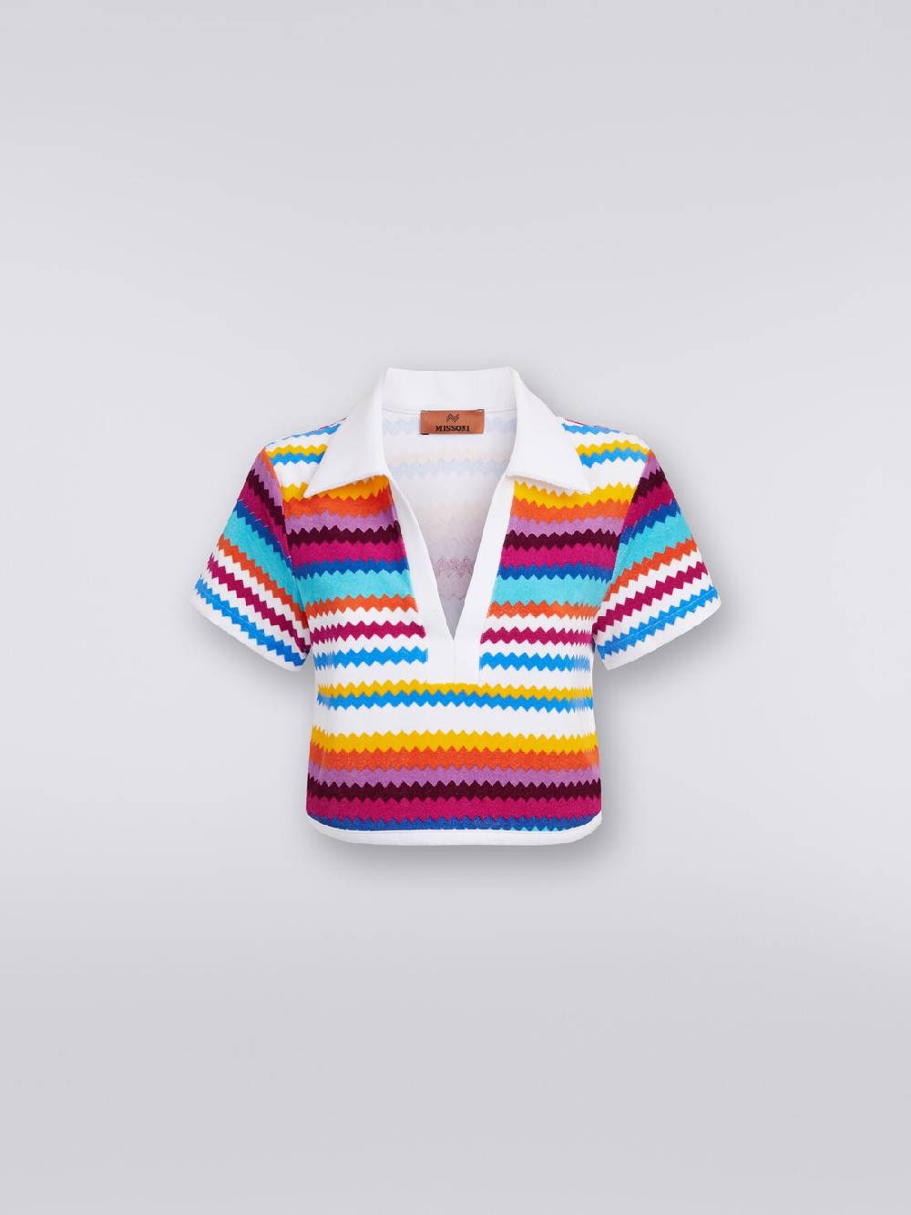 M Missoni Crop top modello polo in spugna zig zag Moda