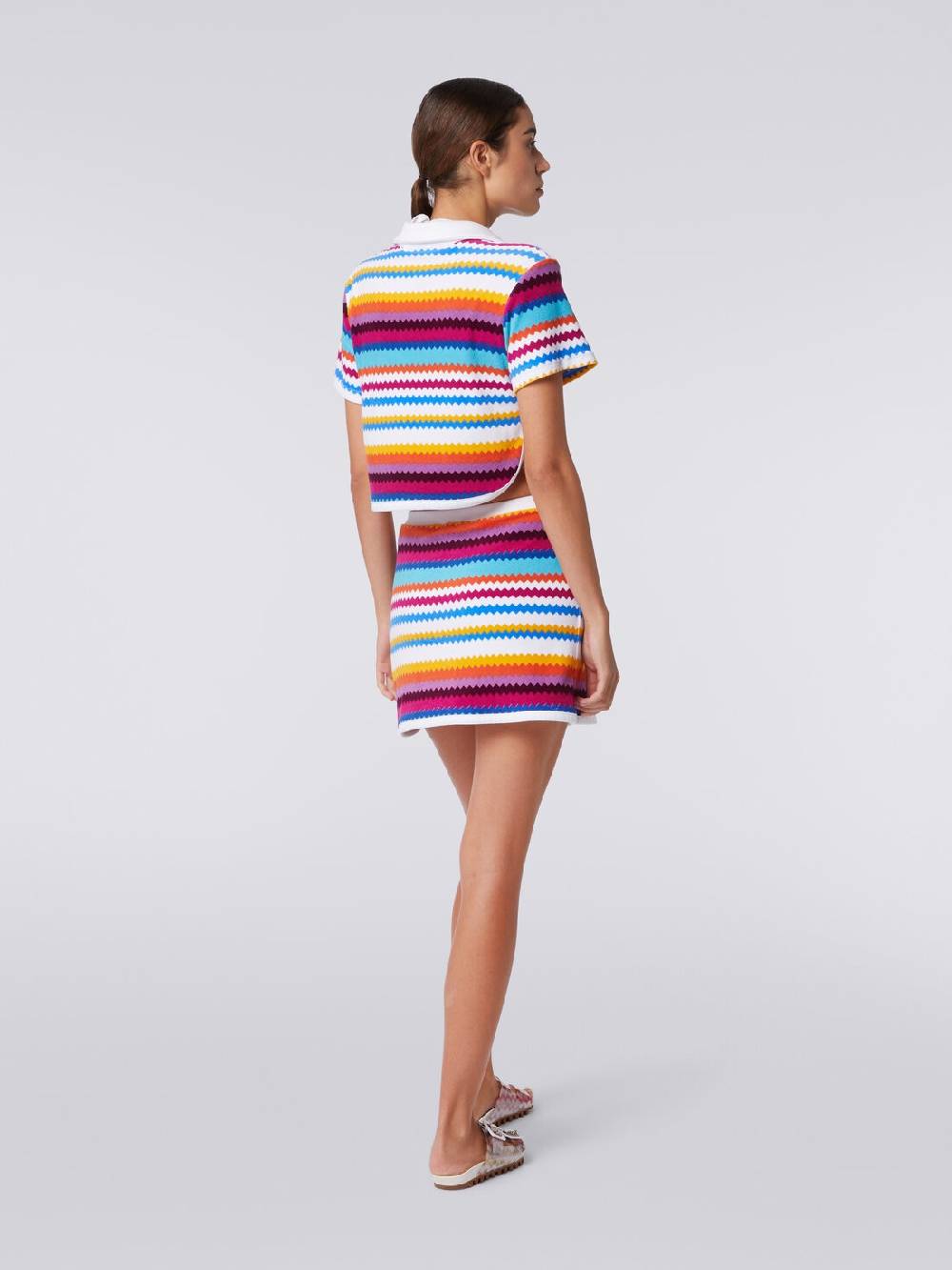 M Missoni Crop top modello polo in spugna zig zag Moda