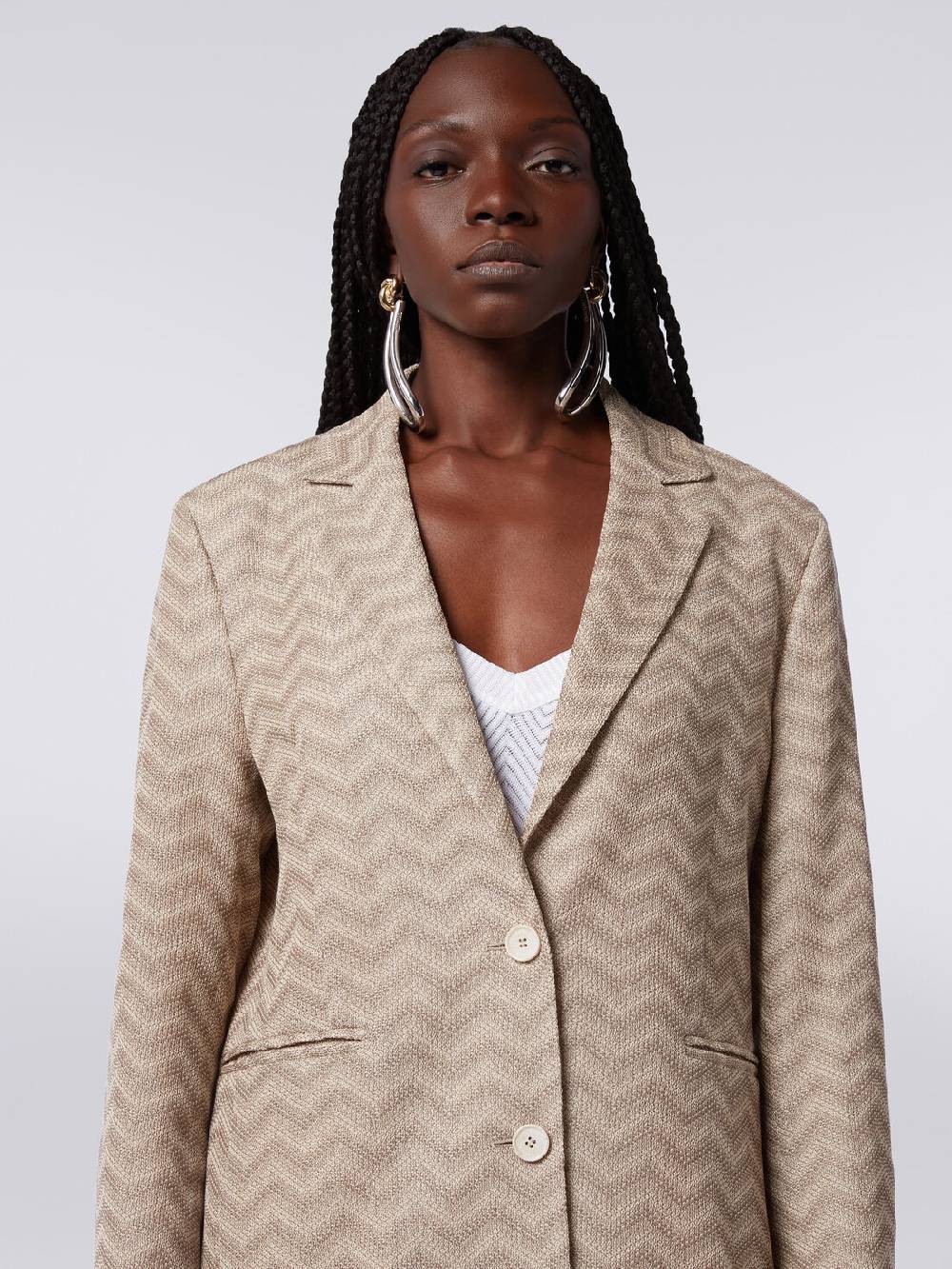 M Missoni Blazer monopetto in cotone chevron Grande vendita