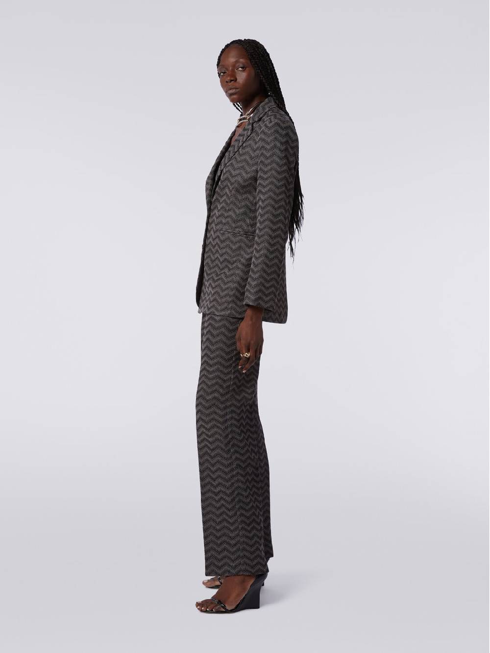 M Missoni Blazer monopetto in cotone chevron Flash Sale