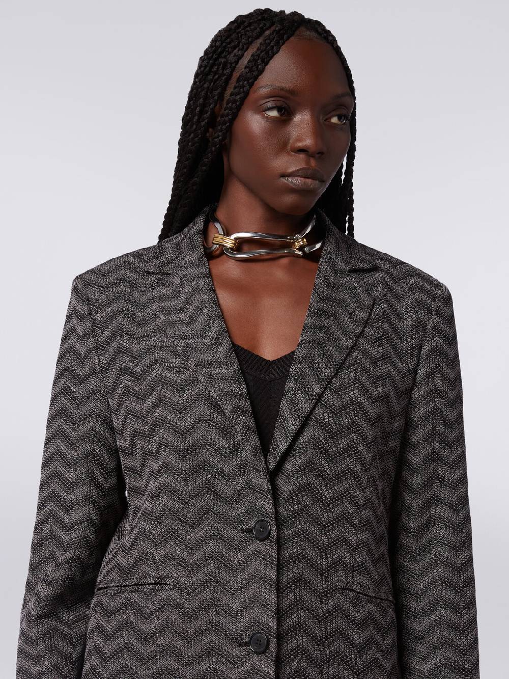 M Missoni Blazer monopetto in cotone chevron Flash Sale