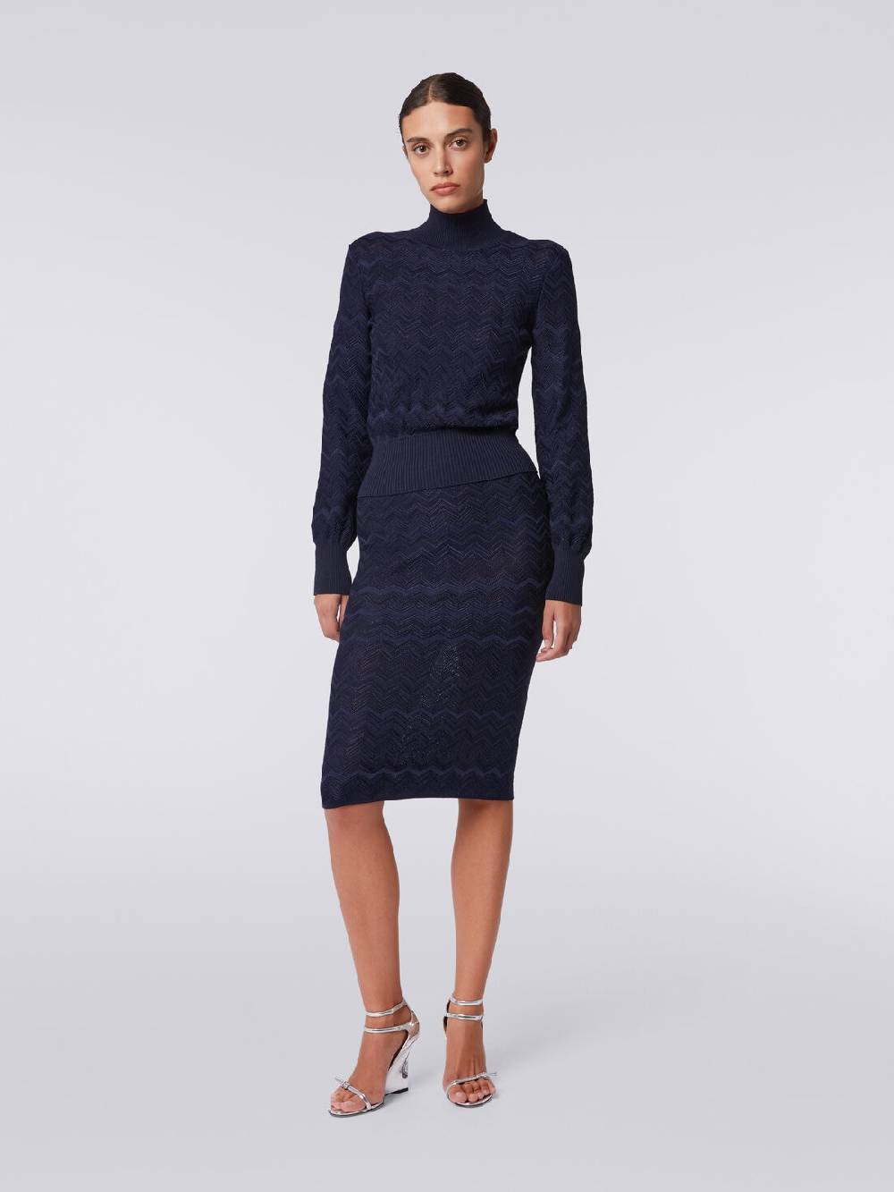 M Missoni Gonna midi in viscosa e lana chevron