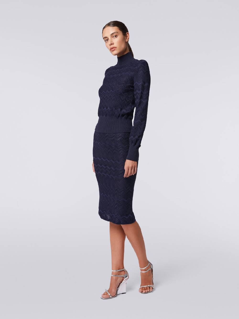M Missoni Gonna midi in viscosa e lana chevron Shopping online