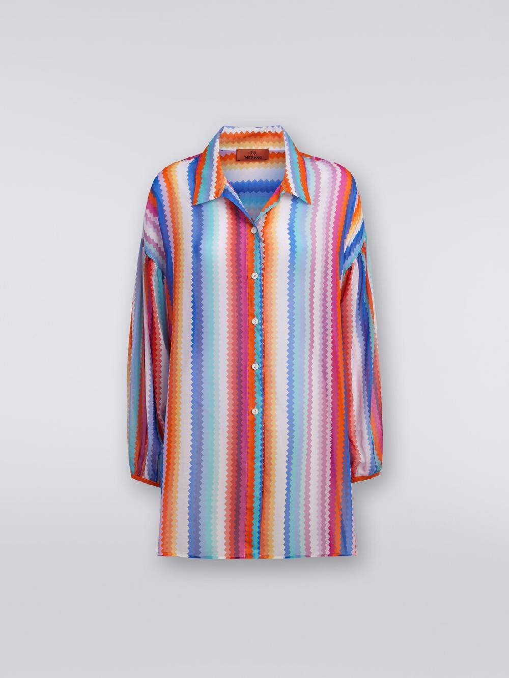 M Missoni Chemisier in cotone e seta stampa zig zag Offerta esclusiva