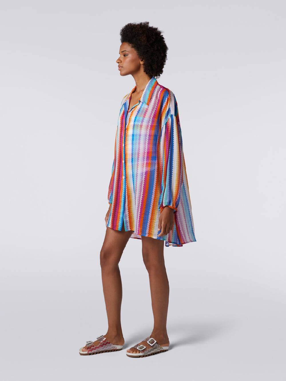 M Missoni Chemisier in cotone e seta stampa zig zag Offerta esclusiva