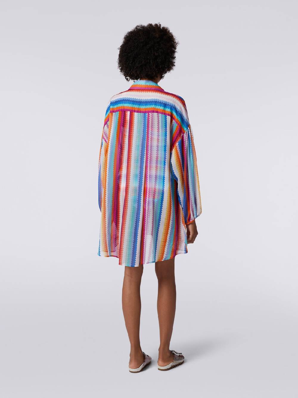M Missoni Chemisier in cotone e seta stampa zig zag Offerta esclusiva