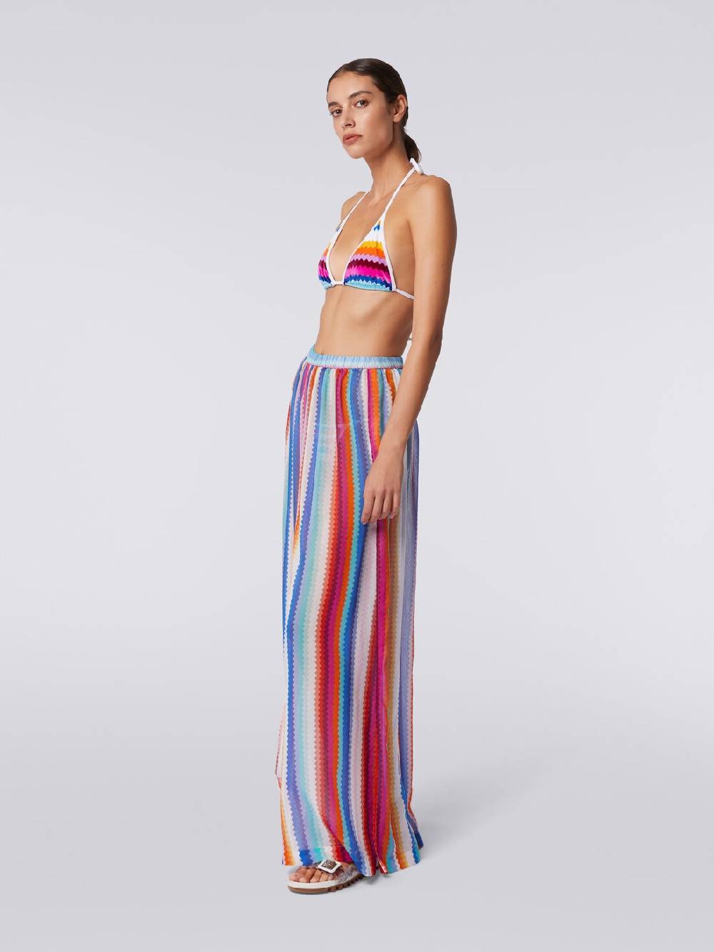 M Missoni Pantaloni copricostume in cotone e seta zig zag Vendite stagionali