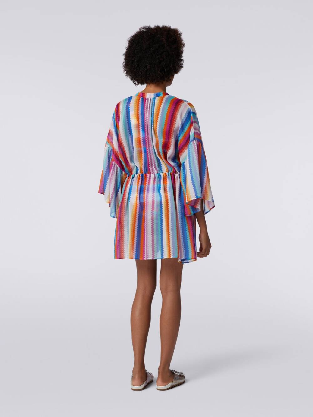 M Missoni Caftano copricostume corto in cotone e seta zig zag Black Friday