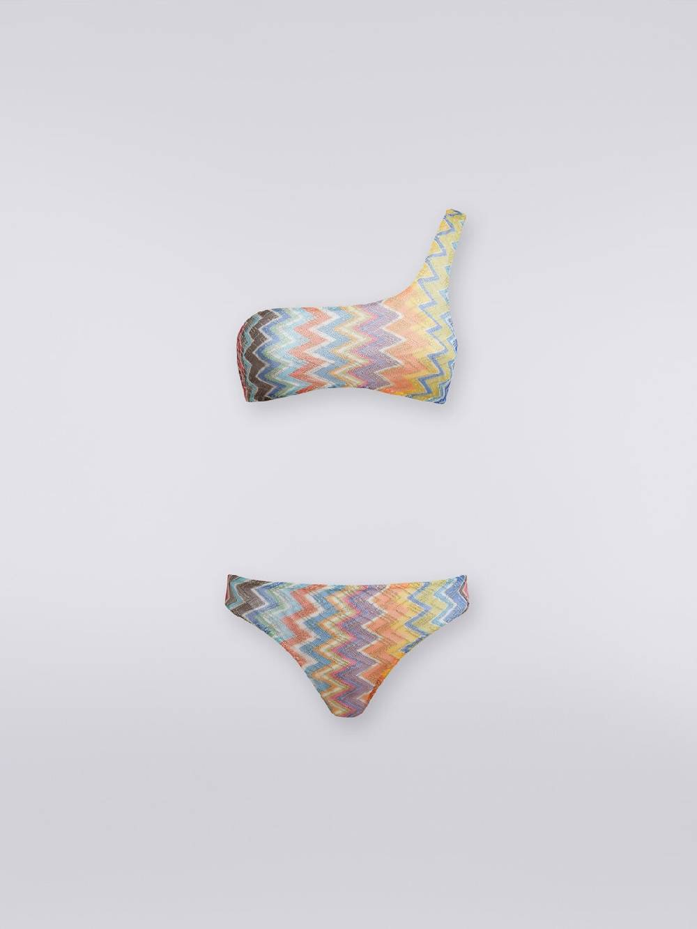 M Missoni Bikini monospalla in viscosa zig zag con lurex
