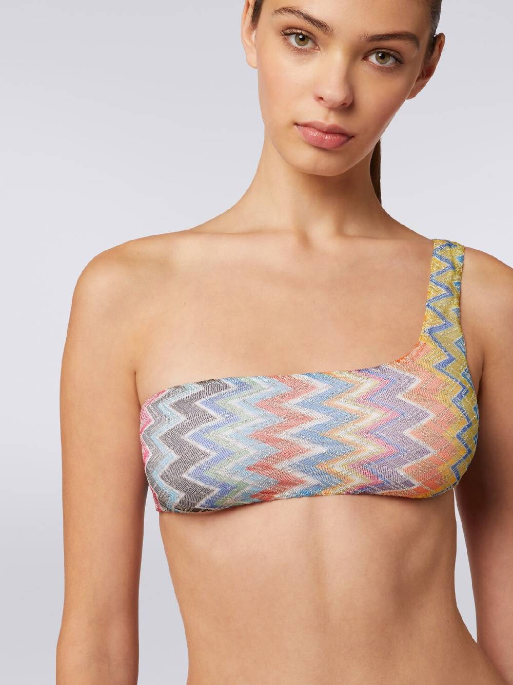 M Missoni Bikini monospalla in viscosa zig zag con lurex Cyber Monday