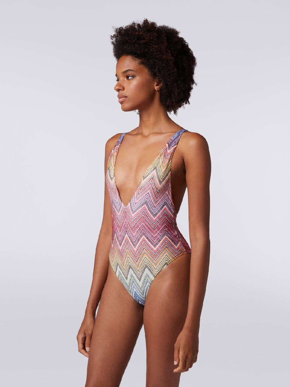 M Missoni Costume intero in tessuto stampa zig zag Offerta natalizia