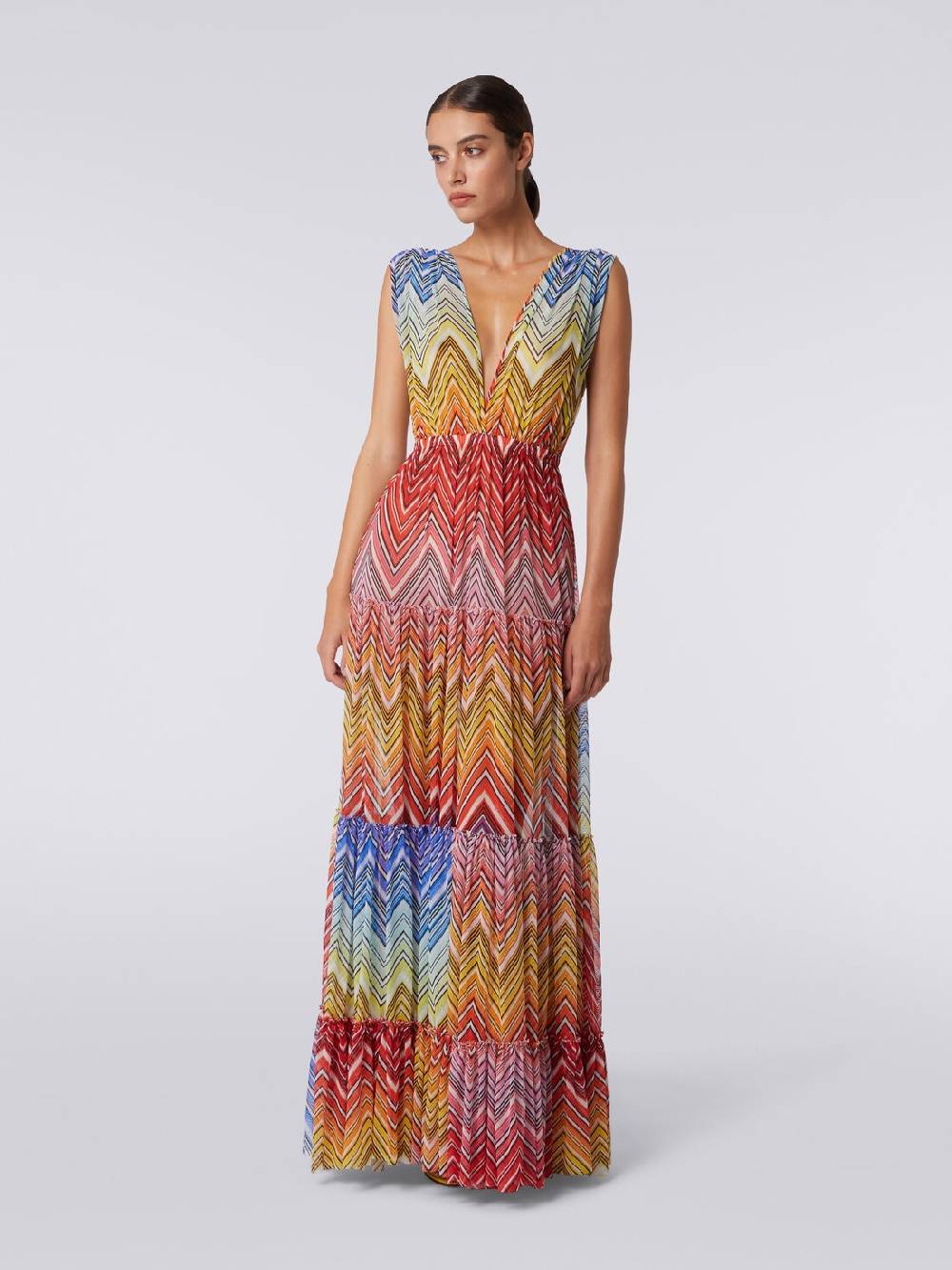 M Missoni Abito copricostume lungo in tulle stampa zig zag Offerta Anniversario