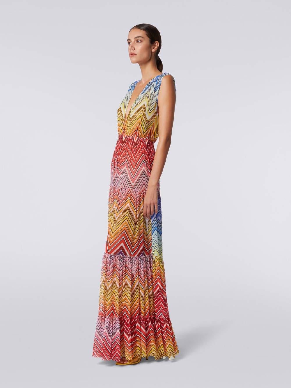 M Missoni Abito copricostume lungo in tulle stampa zig zag Offerta Anniversario