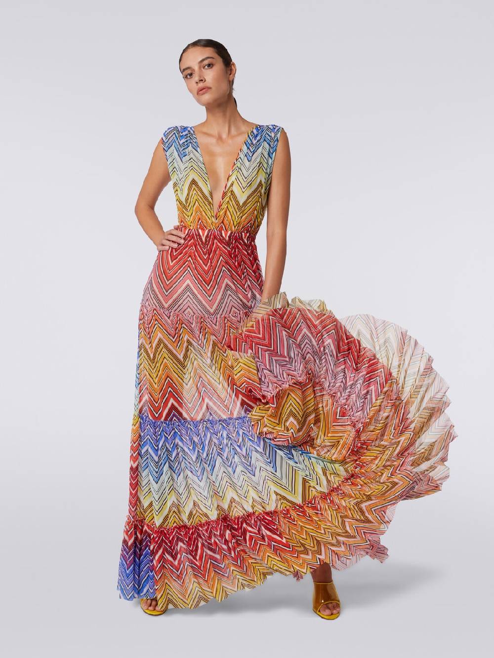 M Missoni Abito copricostume lungo in tulle stampa zig zag Offerta Anniversario