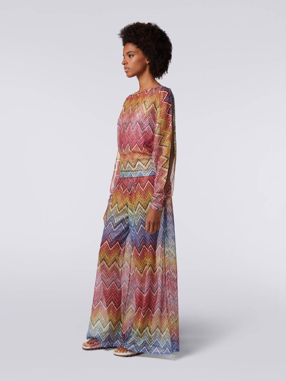 M Missoni Blusa a maniche lunghe in tessuto stampa zig zag Vendita calda