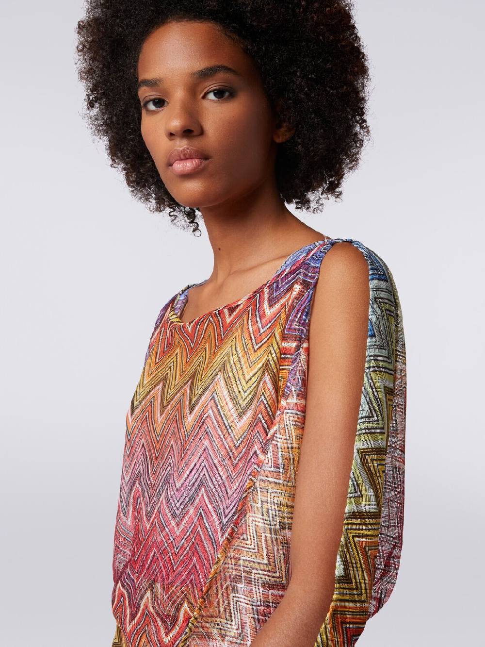 M Missoni Blusa a maniche lunghe in tessuto stampa zig zag Vendita calda