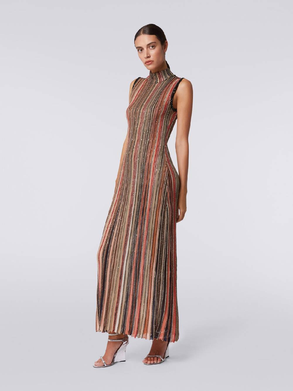 M Missoni Abito lungo in maglia a righe verticali con paillettes Latest fashion