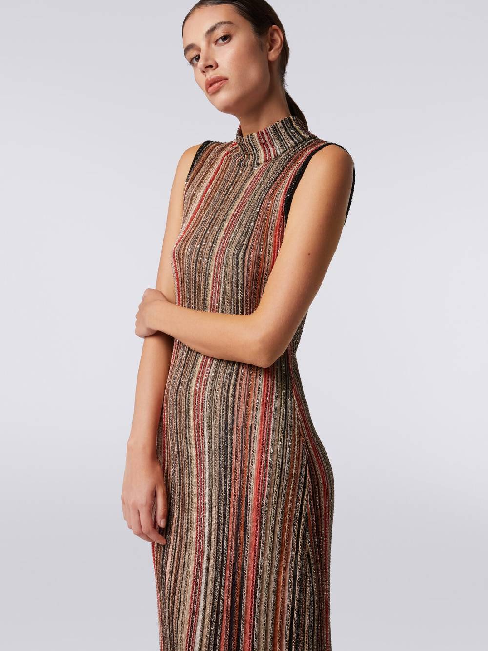 M Missoni Abito lungo in maglia a righe verticali con paillettes Latest fashion