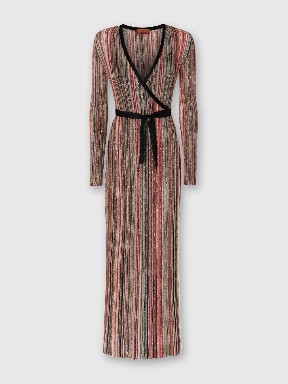 M Missoni Abito lungo con chiusura a portafoglio e paillettes Online Outlet