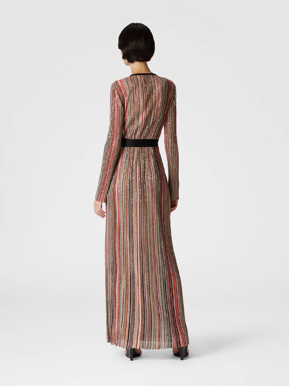 M Missoni Abito lungo con chiusura a portafoglio e paillettes Online Outlet