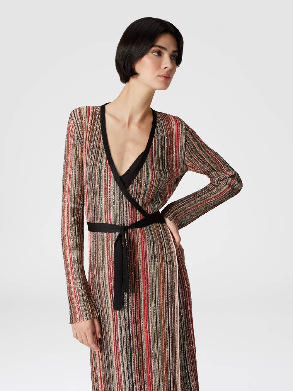 M Missoni Abito lungo con chiusura a portafoglio e paillettes Online Outlet