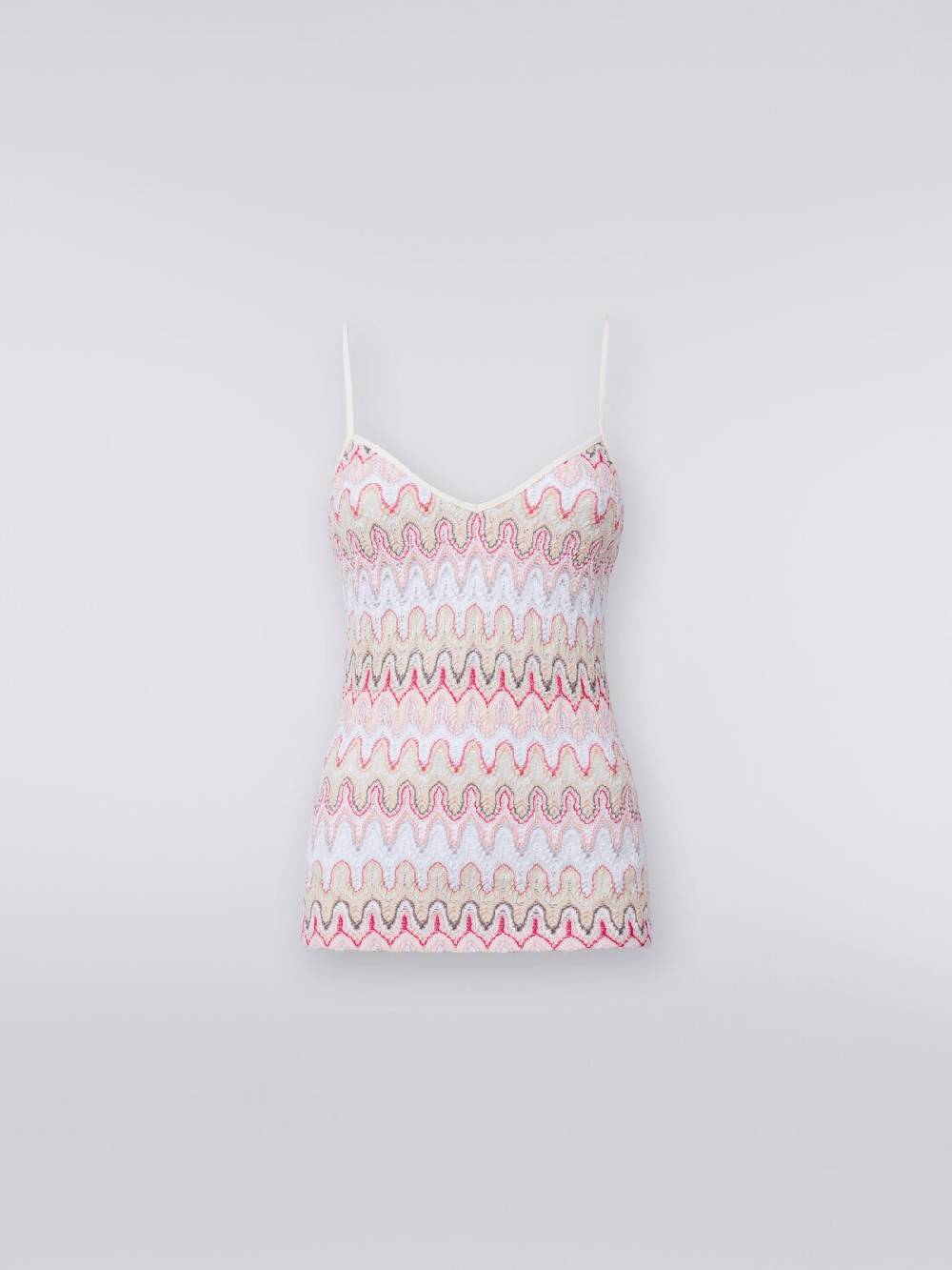 M Missoni Top con scollatura a V e spalline in misto viscosa a onde effetto pizzo Offerte esclusive