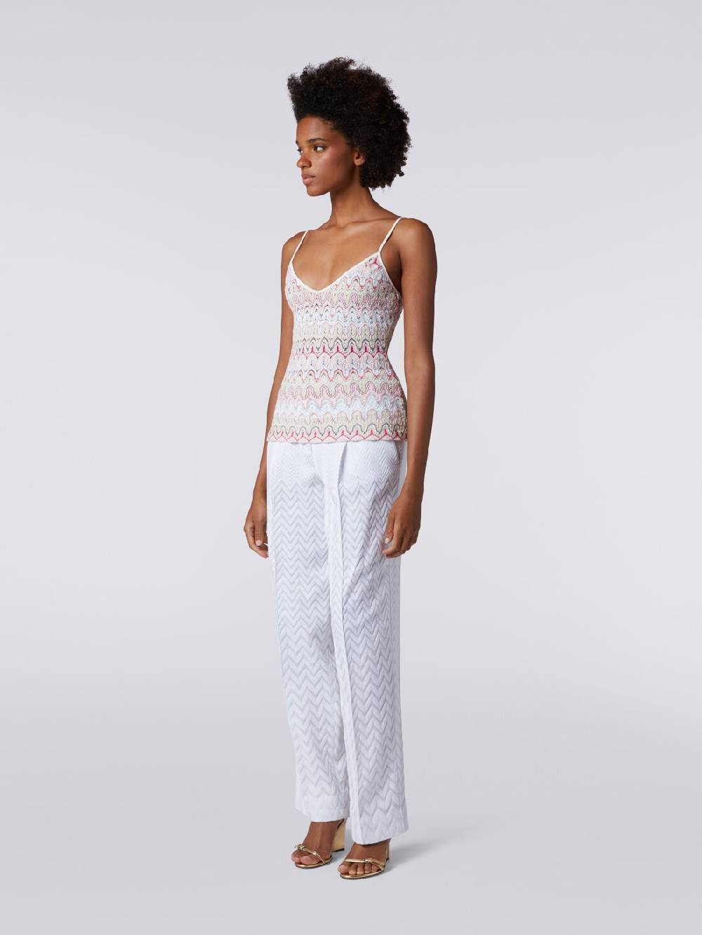 M Missoni Top con scollatura a V e spalline in misto viscosa a onde effetto pizzo Offerte esclusive
