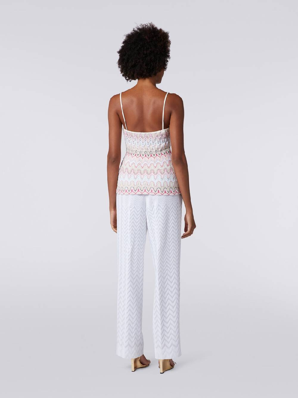 M Missoni Top con scollatura a V e spalline in misto viscosa a onde effetto pizzo Offerte esclusive