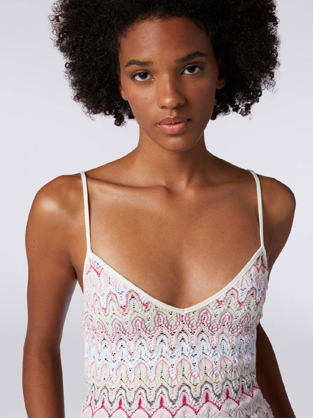 M Missoni Top con scollatura a V e spalline in misto viscosa a onde effetto pizzo Offerte esclusive