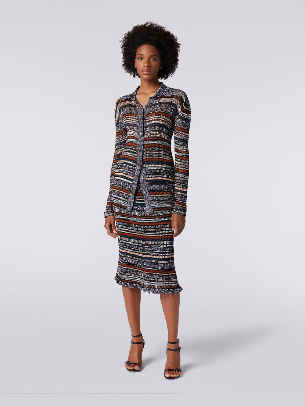 M Missoni Gonna midi a costine in viscosa fiammata