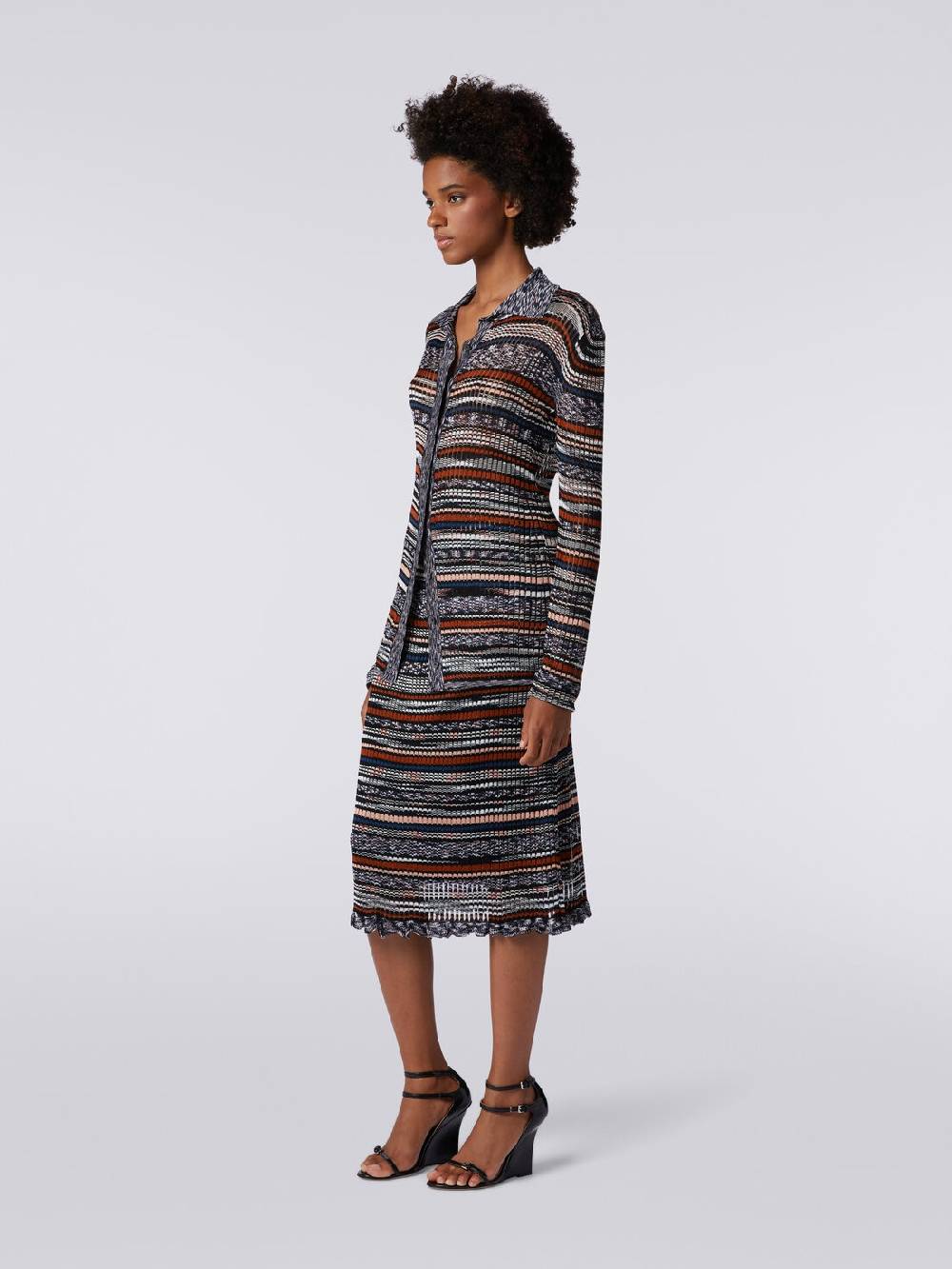 M Missoni Gonna midi a costine in viscosa fiammata Lightning offer