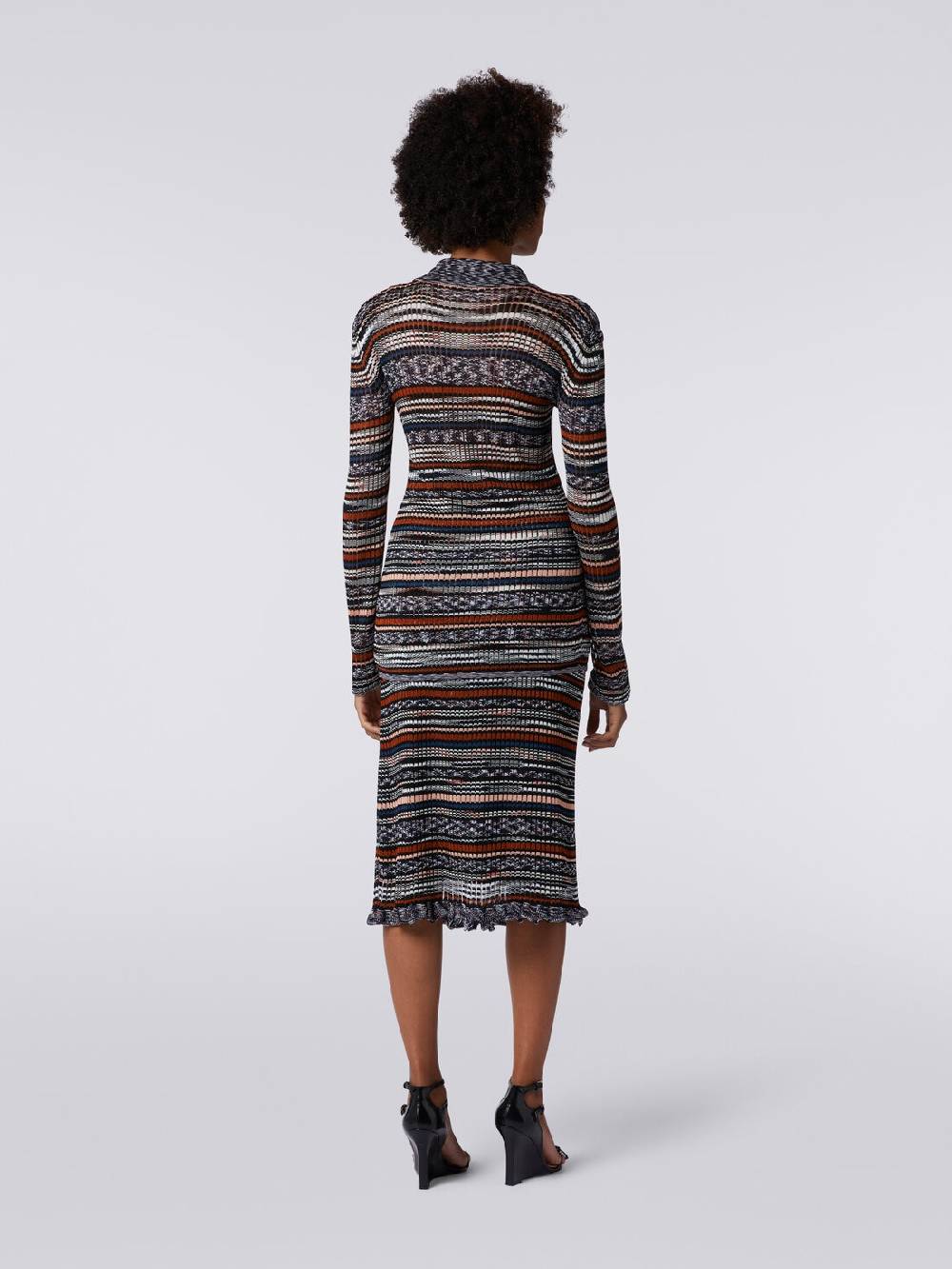 M Missoni Gonna midi a costine in viscosa fiammata Lightning offer