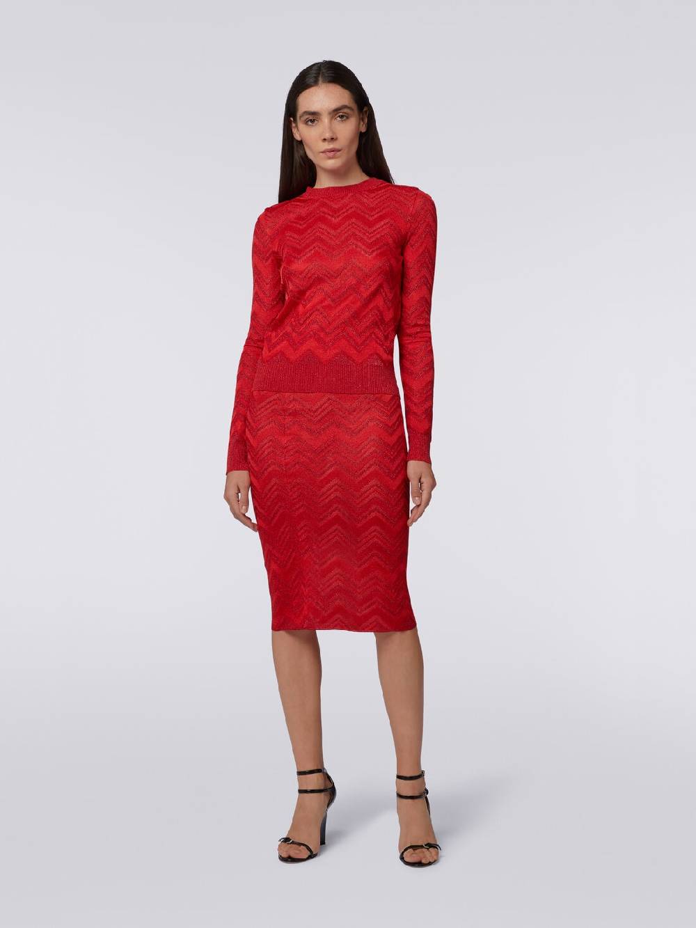 M Missoni Gonna longuette in maglia zig zag con lurex Offerte stagionali