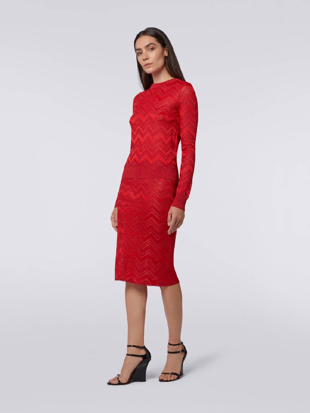 M Missoni Gonna longuette in maglia zig zag con lurex Offerte stagionali