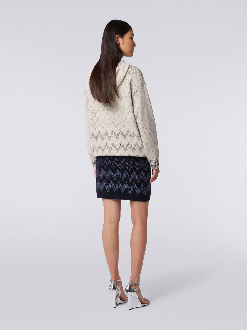 M Missoni Minigonna in lana e viscosa zig zag con lurex Liquidazione