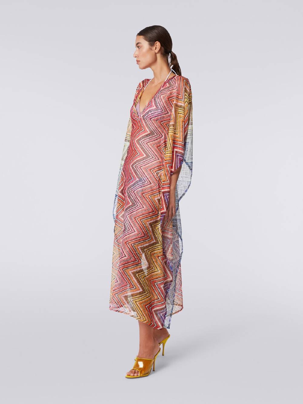 M Missoni Caftano copricostume lungo in tessuto stampa zig zag Offerte giornaliere