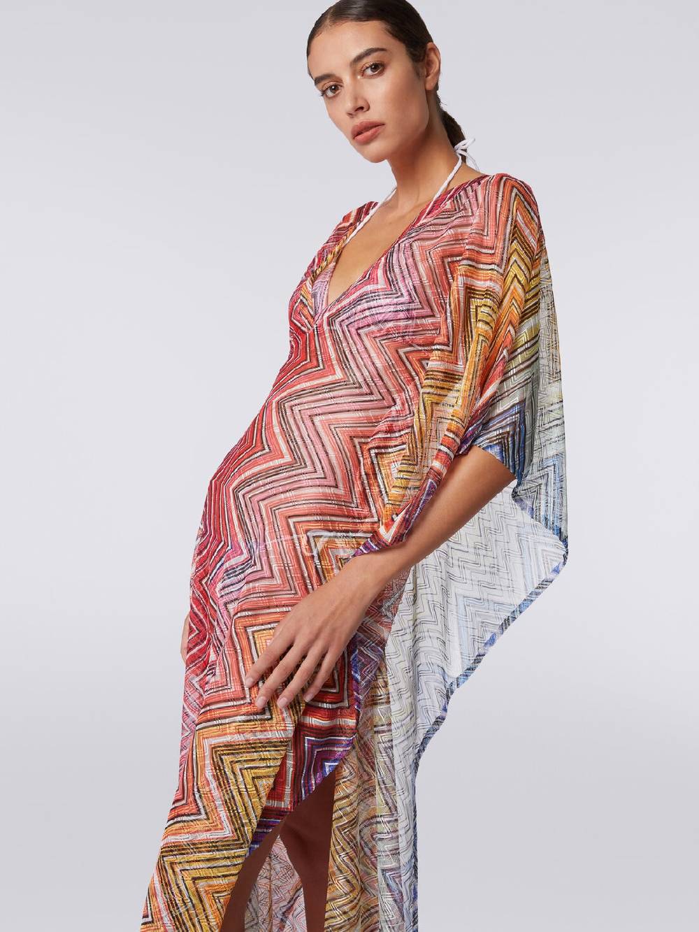 M Missoni Caftano copricostume lungo in tessuto stampa zig zag Offerte giornaliere