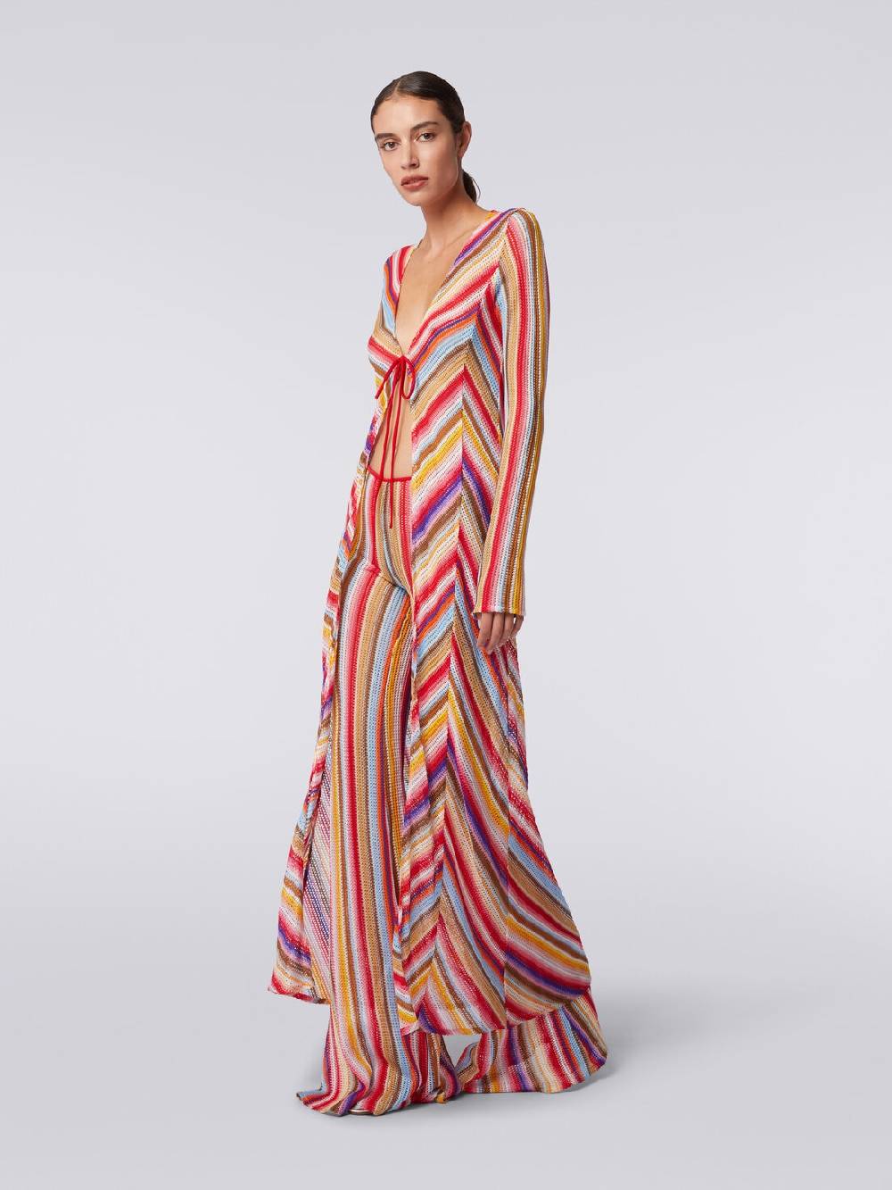 M Missoni Cardigan copricostume lungo in crochet rigato Offerta settimanale