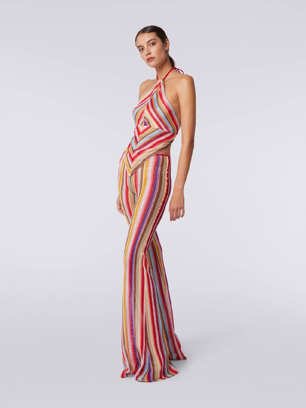 M Missoni Top con scollatura all'americana in crochet rigato Ritorno libero