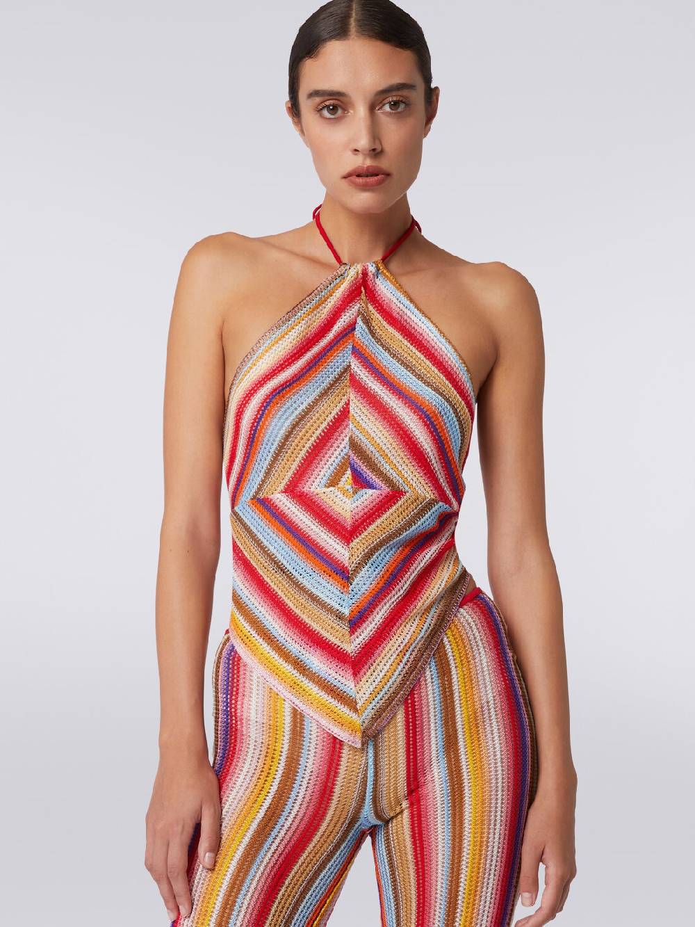 M Missoni Top con scollatura all'americana in crochet rigato Ritorno libero