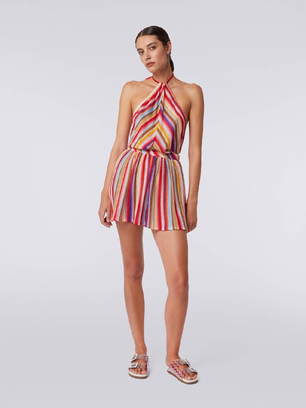 M Missoni Tuta shorts in crochet con scollatura all'americana