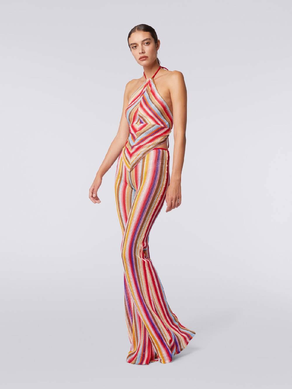 M Missoni Pantaloni svasati in crochet rigato ACQUISTA ORA