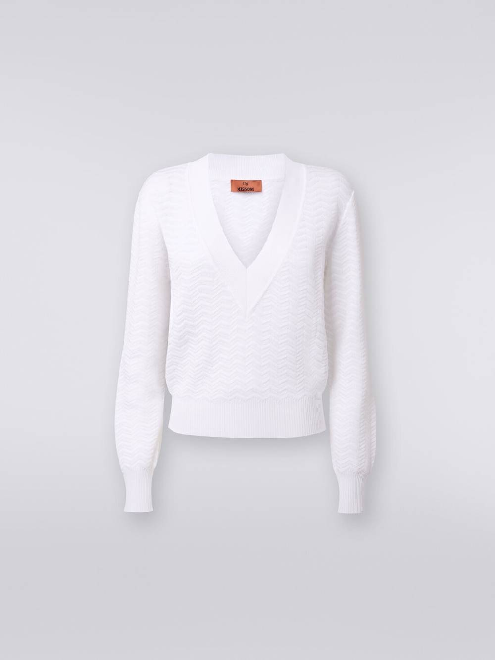 M Missoni Pullover con scollatura a V in maglia zig zag Promozione temporanea
