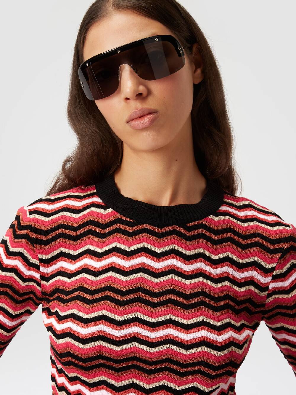 M Missoni Pullover girocollo in cotone e viscosa zig zag Fino al 65% di sconto