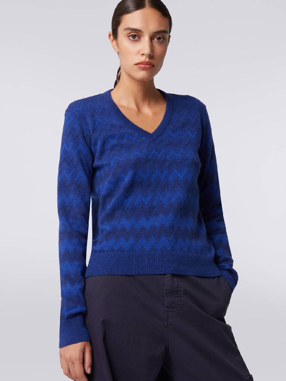 M Missoni Pullover con scollo a V in cachemire con zig zag Only for today