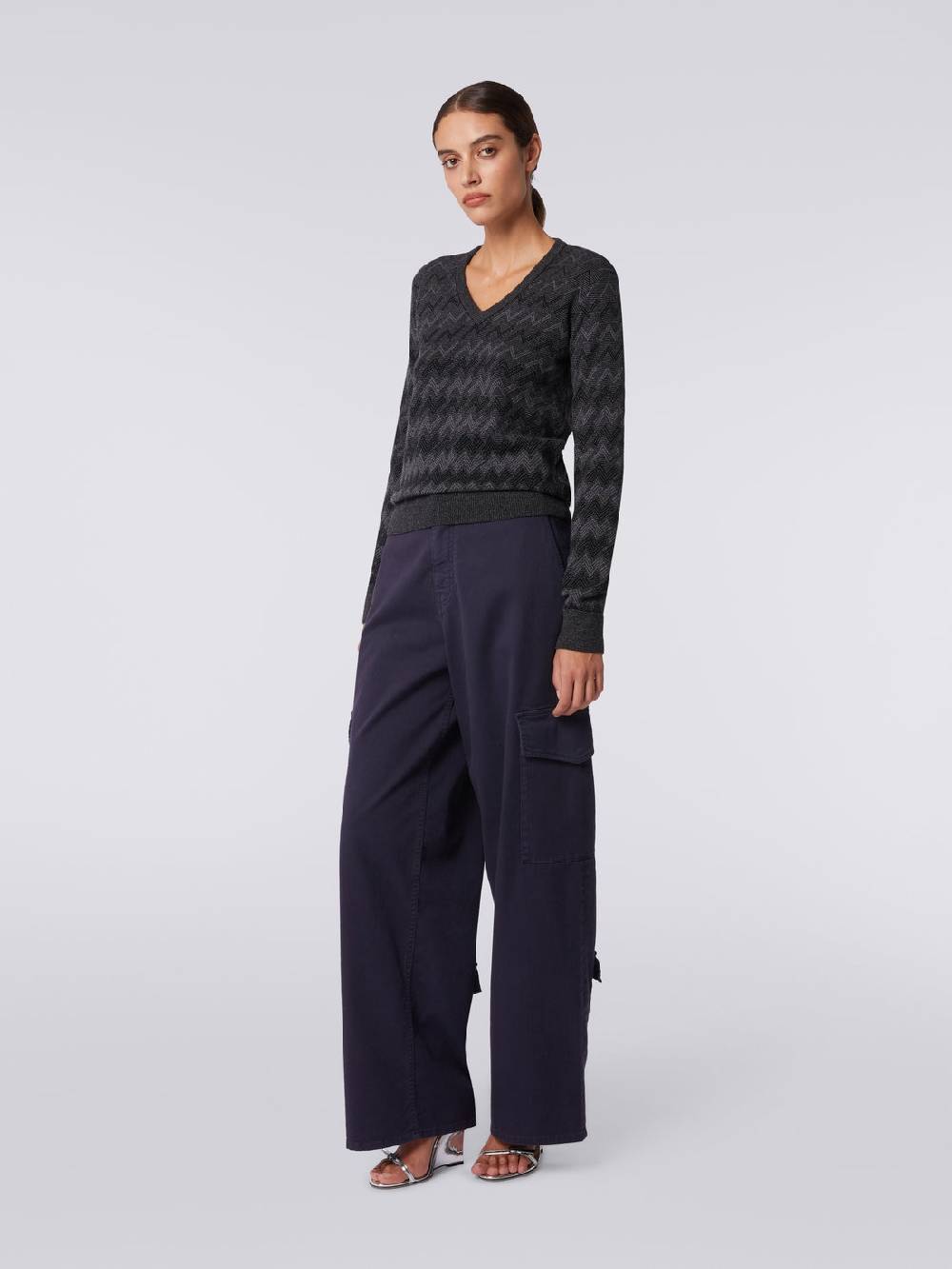 M Missoni Pullover con scollo a V in cachemire con zig zag Offerta speciale della fabbrica