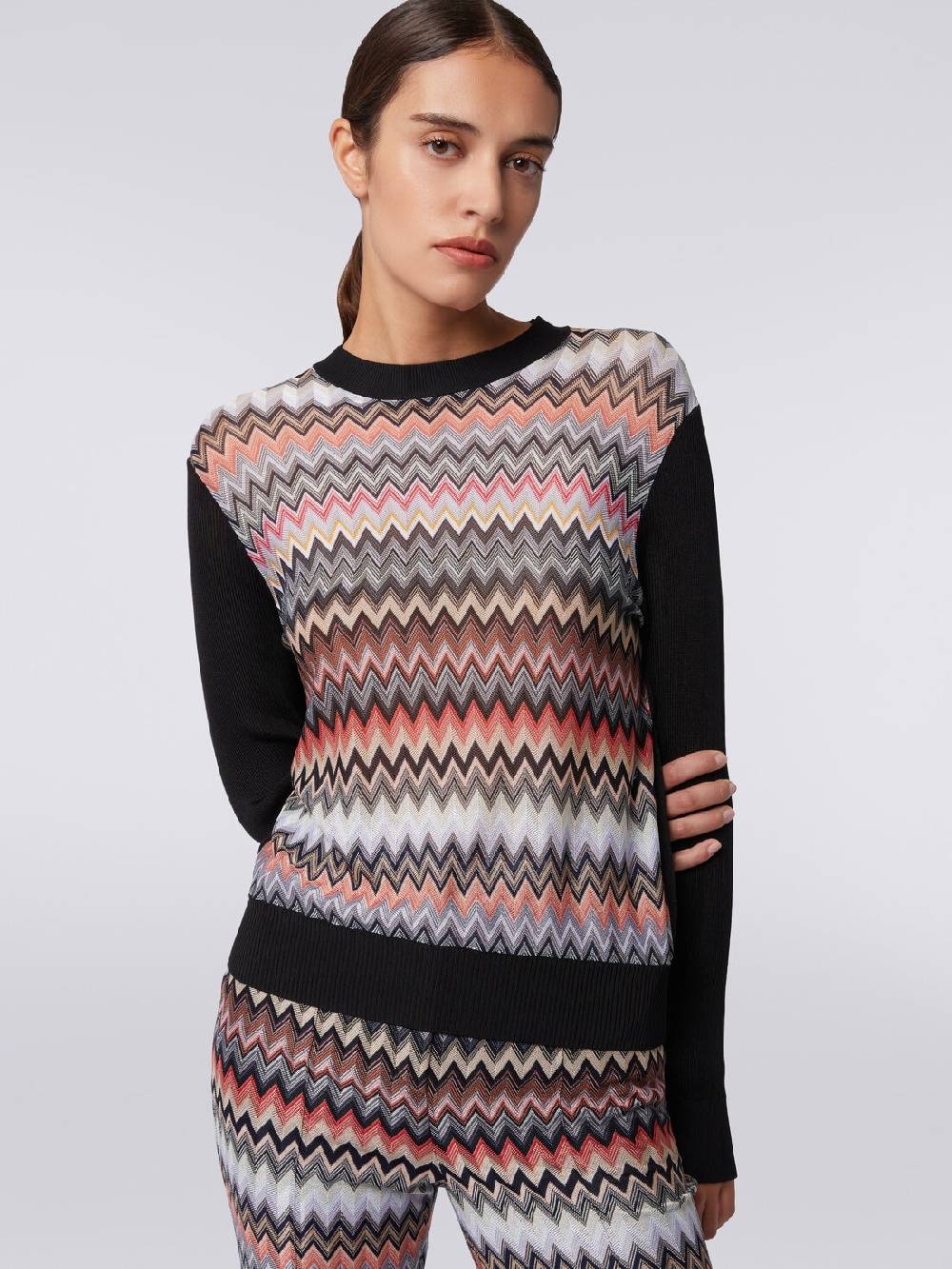 M Missoni Pullover girocollo in viscosa zig zag Sostegno trimestrale