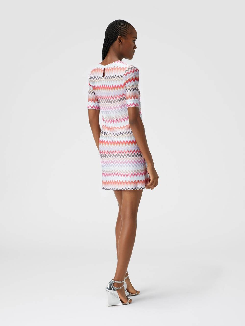 M Missoni Abito a maniche corte in cotone e viscosa zig zag Super sconto